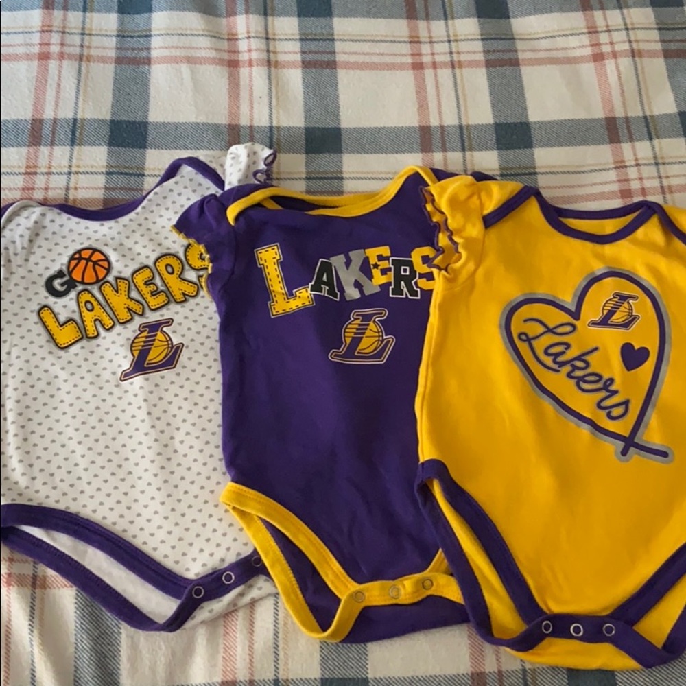 Baby Girl 3 Pack Lakers Bodysuit